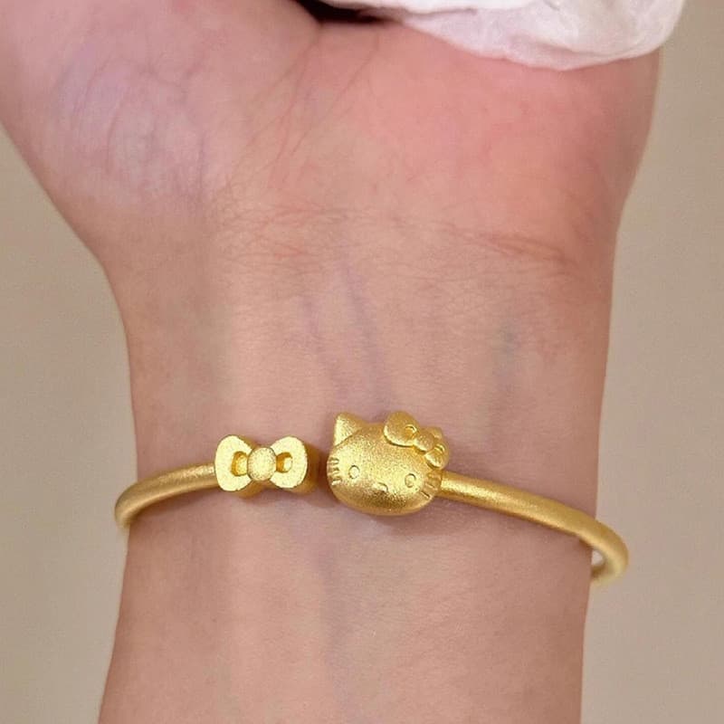 Hello Kitty, ouro, laço, desenho animado, simples, requintado, luxuoso, moderno, fofo, pulseira feminina, presente SIVY