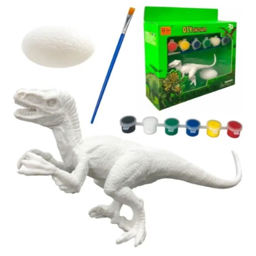 Kit Animais Pintura Dinossauro com Tintas e Pincel – Pinte o Seu Próprio Brinquedo