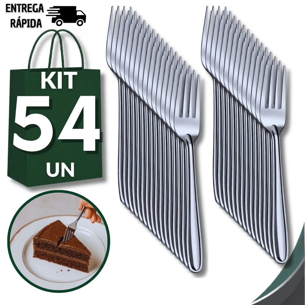 Kit Garfos Sobremesa Aço Inox Bolos Festas Doces Cozinha Buffet Restaurante Talher Premium Utensílios