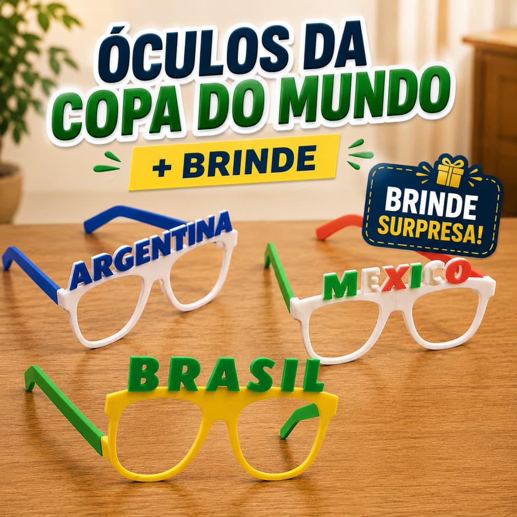 Óculos Copa do Mundo Brasil Brasil Argentina Mexico para Festas e Torcedores Torcida Acessório Festa