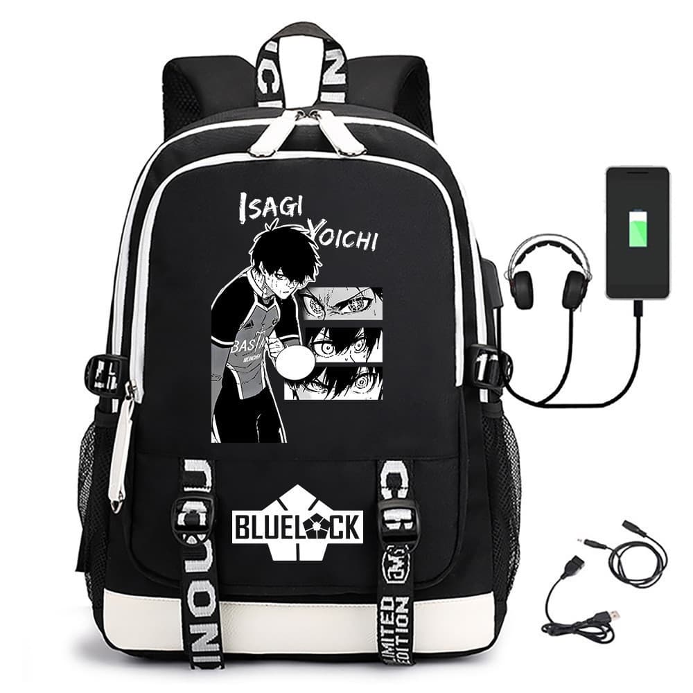 Em estoque Mochila de Lazer USB Multifuncional de Grande Capacidade Personalizada Impressa de Anime BLUE LOCK