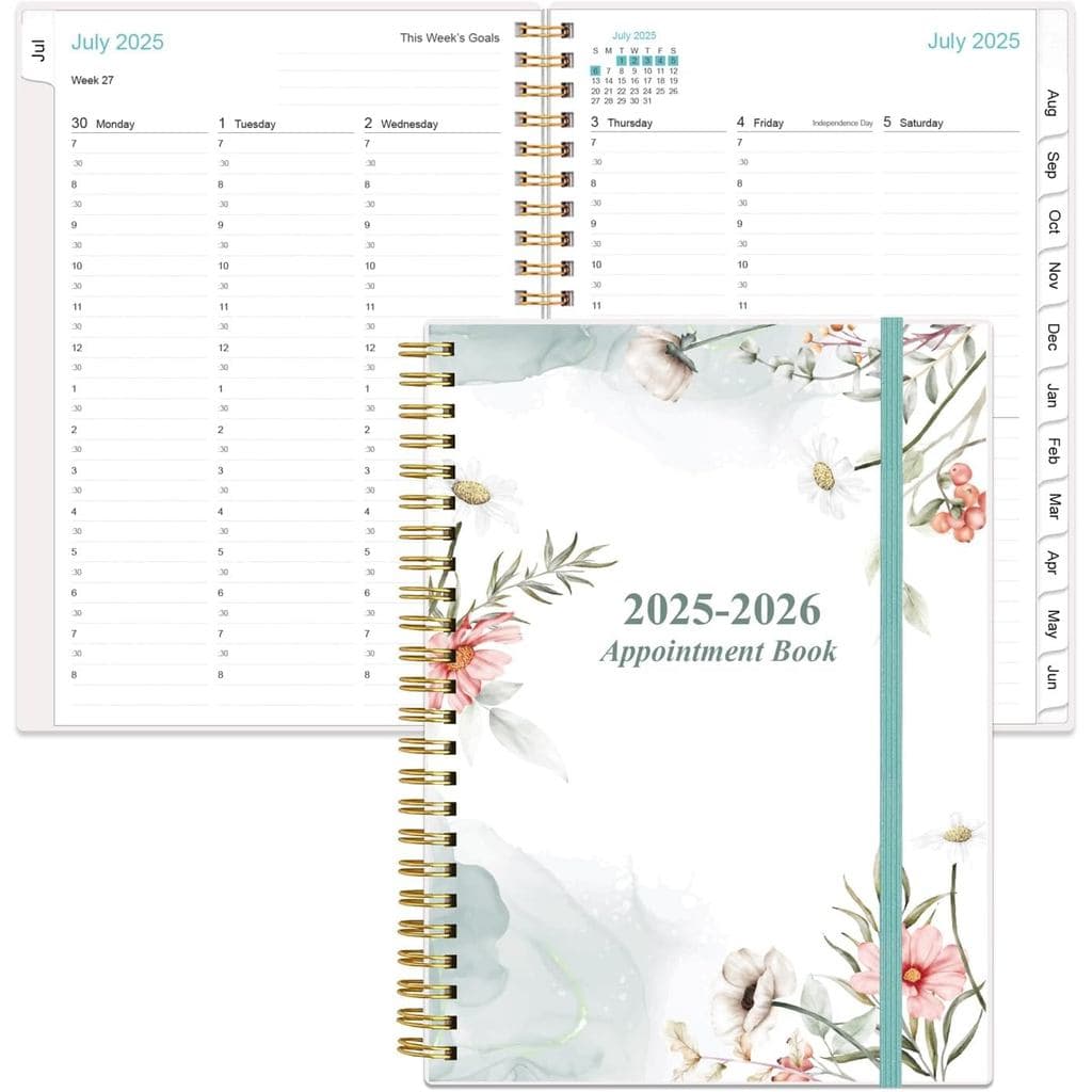 2025-2026 Appointment Book - 2025-2026 Daily Hourly Planner from July 2025 - June 2026,12 Monthly Tabs, Inner Pocket, 6.