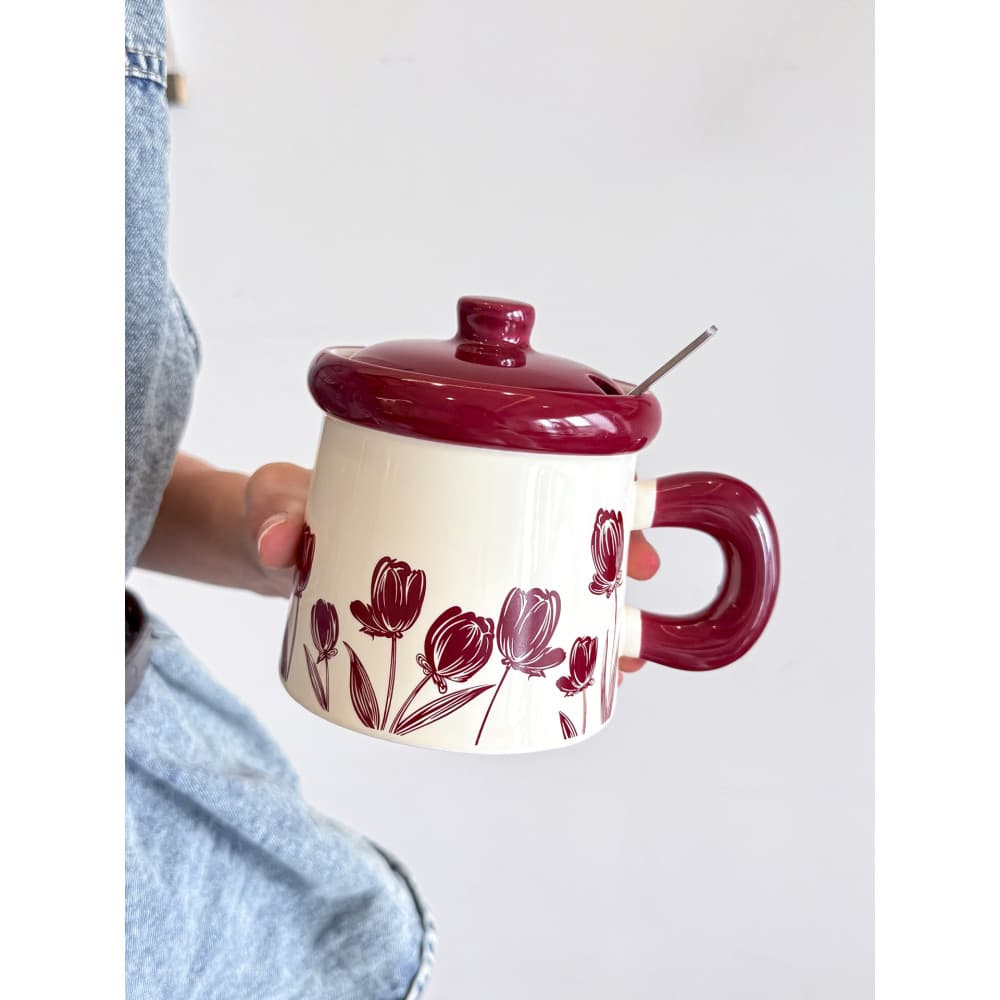 Retro tulipa xícara de café casal xícara de chá da tarde copo de cerâmica senhoras lembrança de alto valor high-End requ