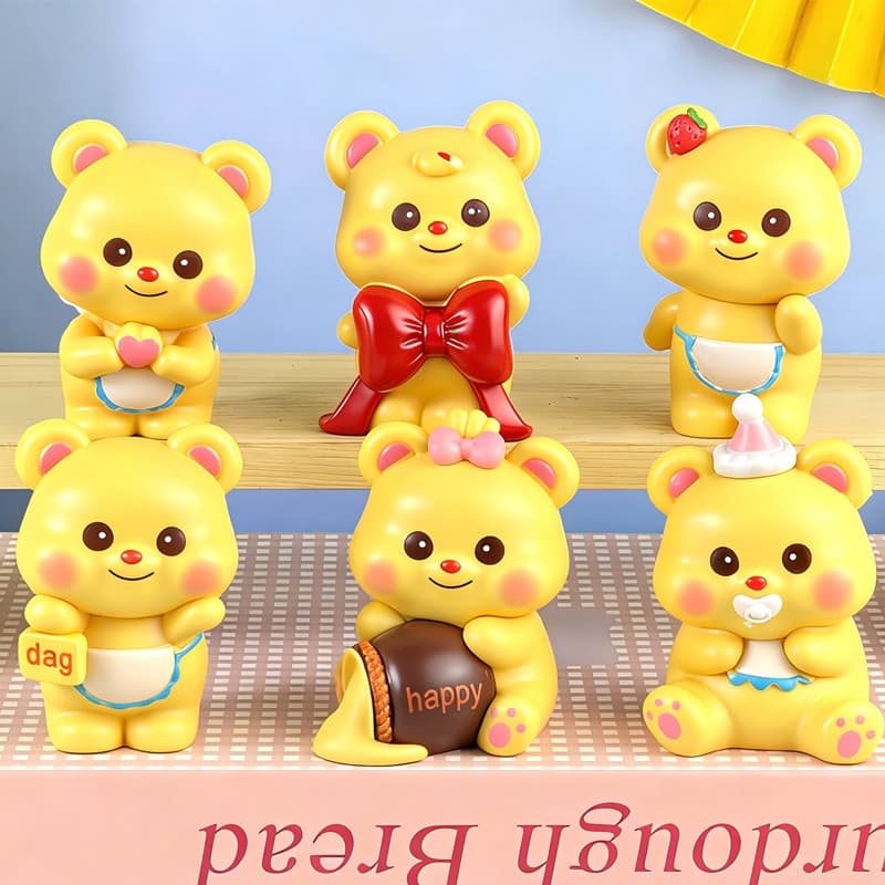 6 Pçs/Set 7cm Butterbear Dos Desenhos Animados Bonito Winnie The Pooh Anime Figuras De Ação Manteiga Urso Brinquedo Cole