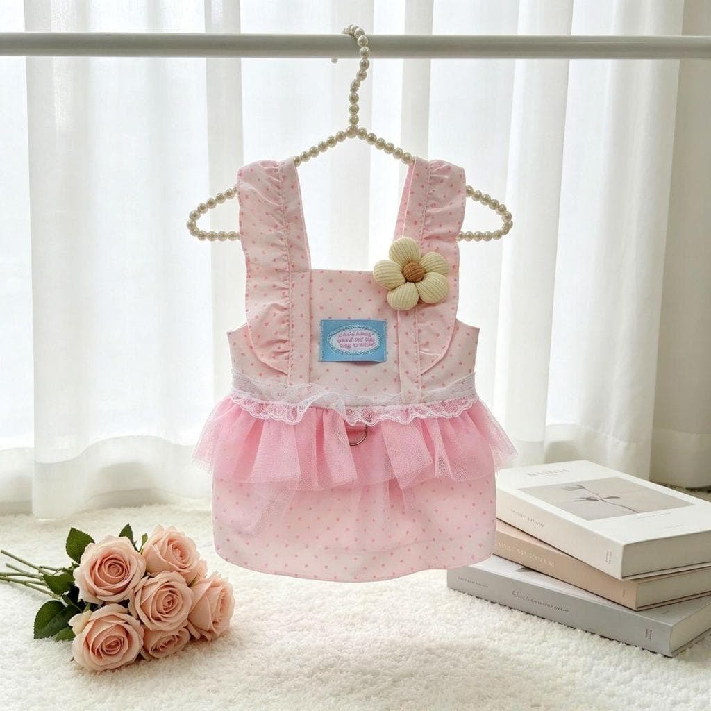 Verão fino roupas para animais de estimação gato cão pequeno cão vestido Floral tratável vestido de princesa vestido de