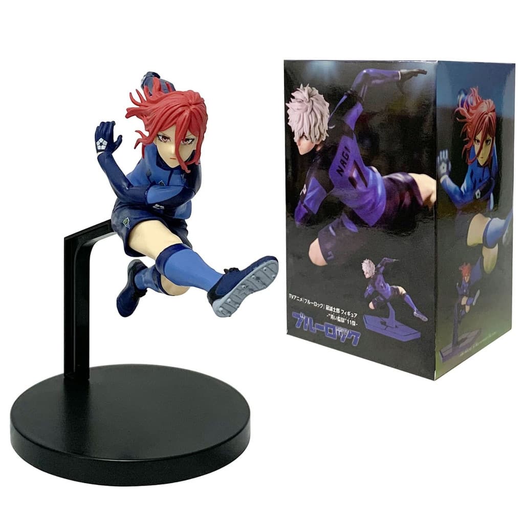 14.5cm Japão Anime Azul Bloqueio Figura Frente Chigiri Hyoma Futebol Menino Cabelo Rosa PVC Figuras De Ação Modelo Coleç