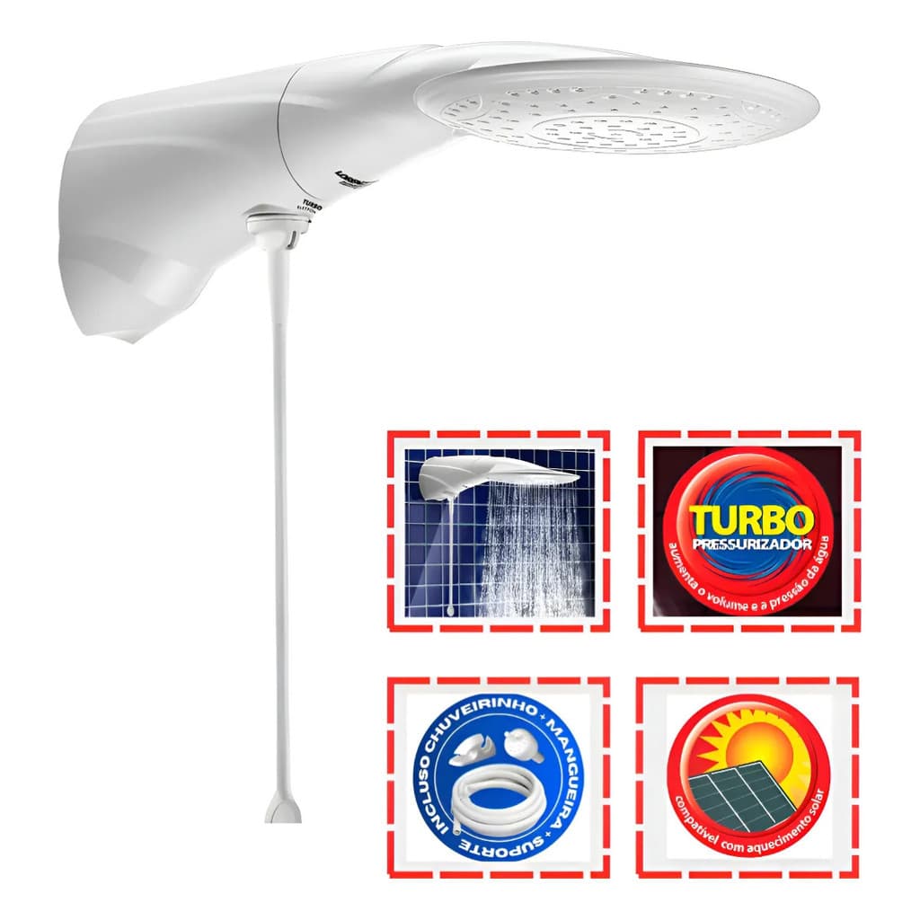 Chuveiro Lorenzetti Advanced Turbo Eletrônica 7500W 220V C/Pressurizador