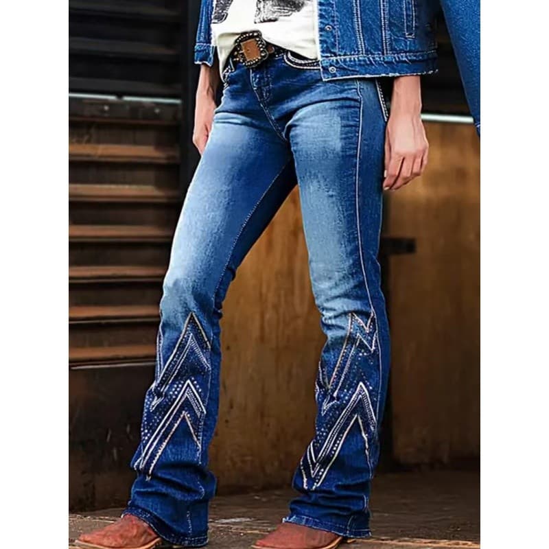 Europeu americano Cross-Border senhoras Jeans street Wear High street Retro impressão magro-ajuste mais magro olhar calç