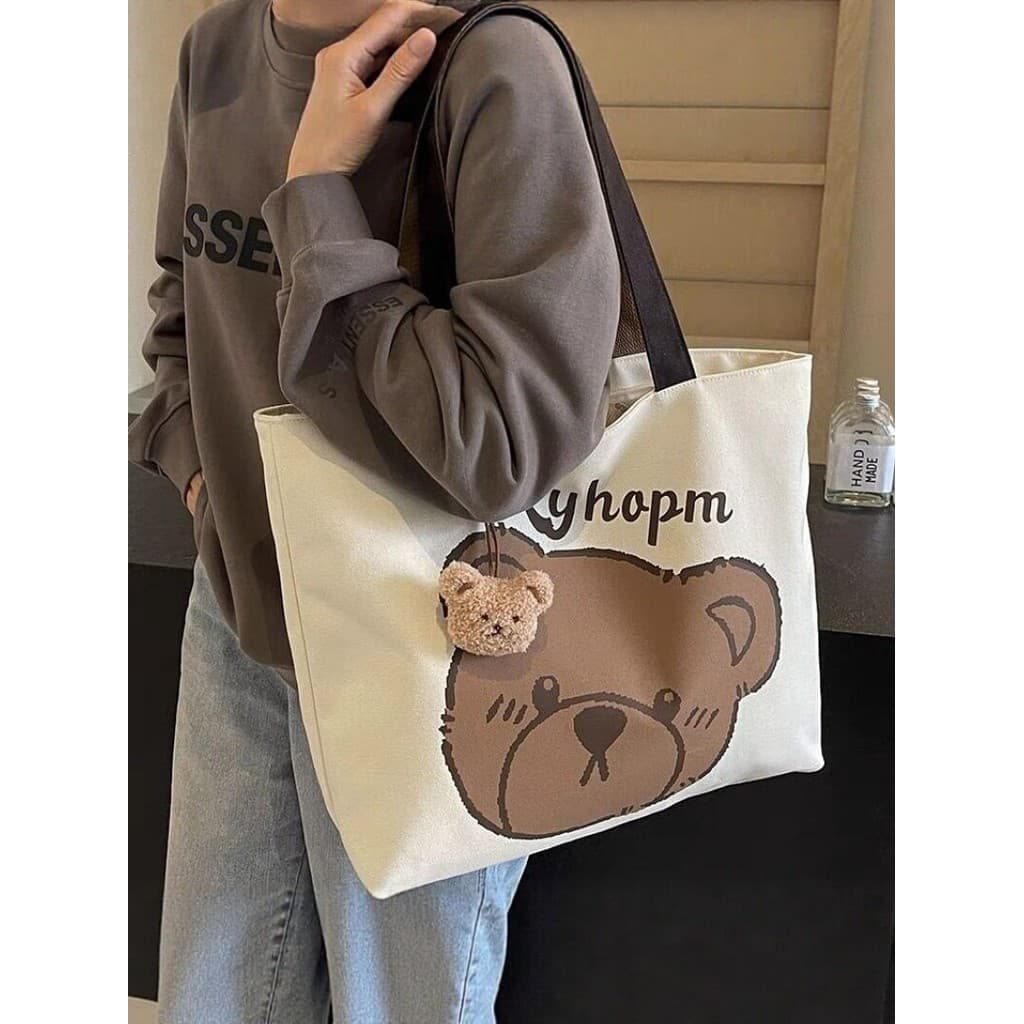Commuter japonês dos desenhos animados ins um ombro grande capacidade estudante saco de pano Tote All-Match estudante cl