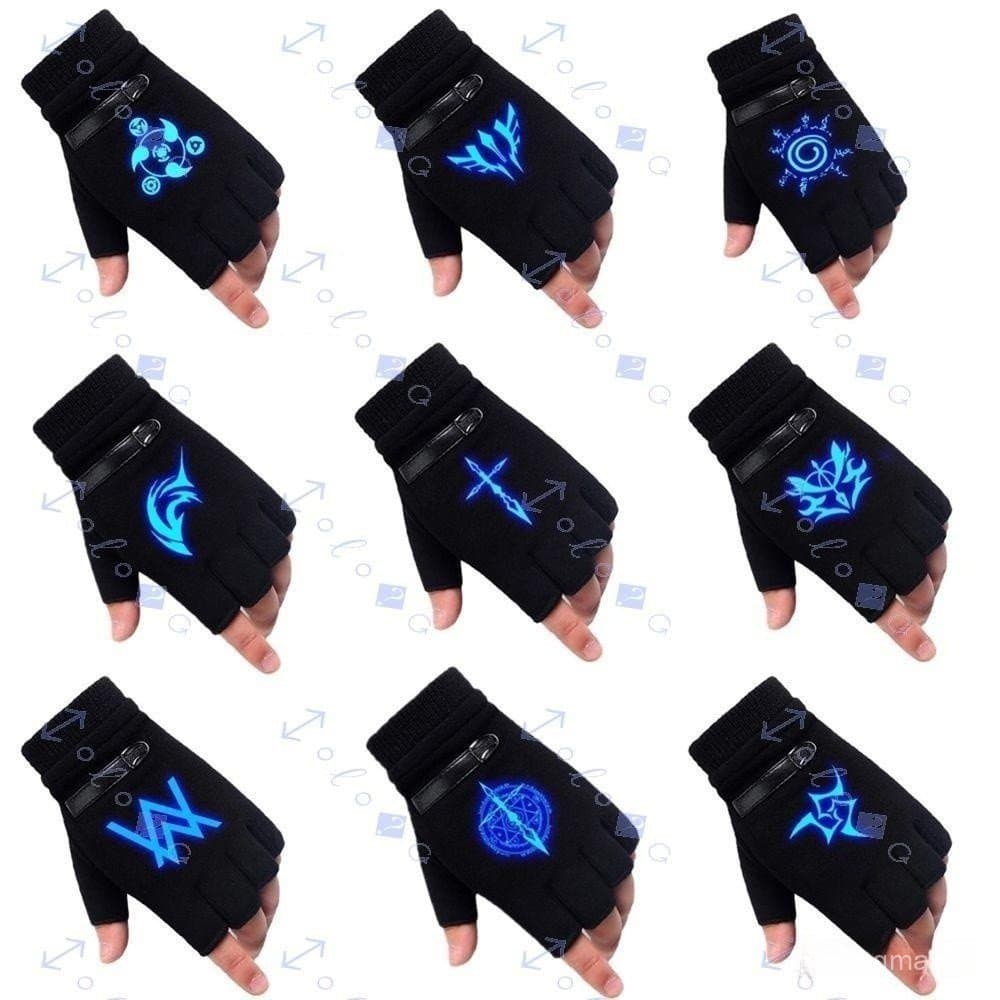 Naruto Anime luvas luminosas Cosplay traje inverno elástico adereços acessórios mais preto meio dedo Cashmere JLMU
