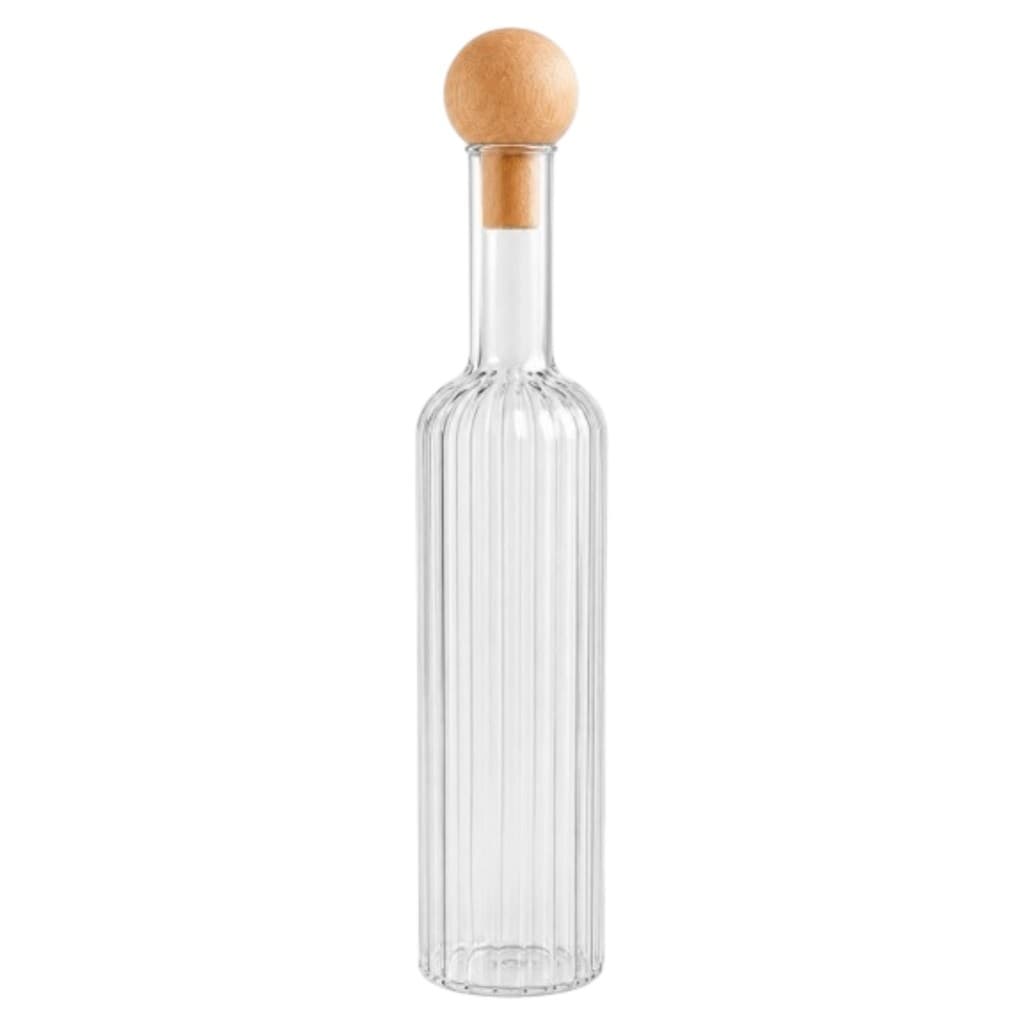 Galheteiro de Vidro Canelado c/ Tampa de Madeira 700ml  TUUT