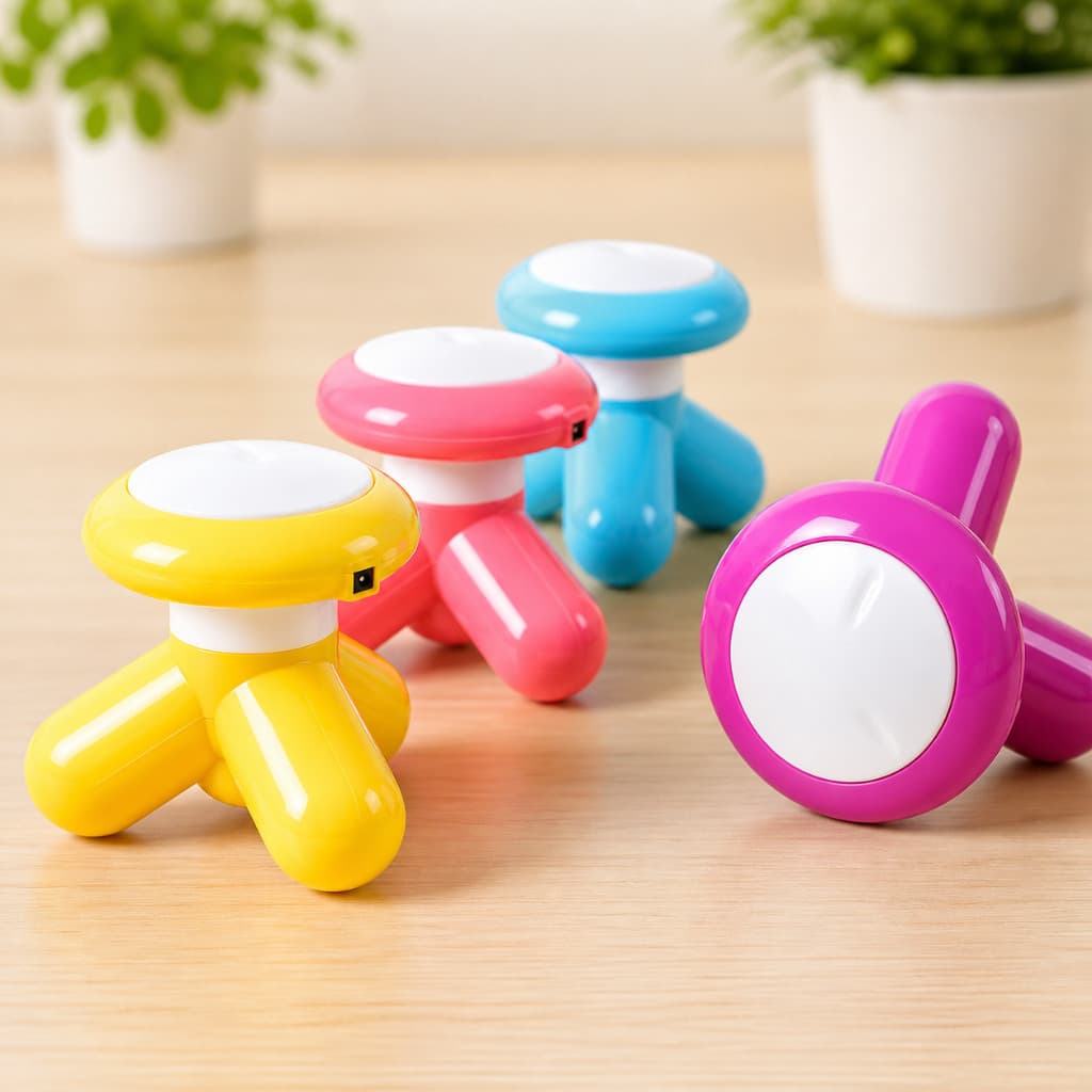 Mini Massageador Relaxante Corporal 3 Pontas Anti Estresse Portátil Pilhas e USB