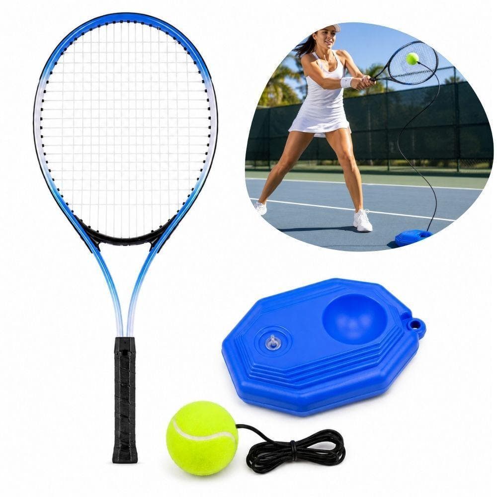 Kit Treino Tennis Trainer Raquete Base Bola Elastica Infantil Adulto Iniciante Coordenação Reflexo