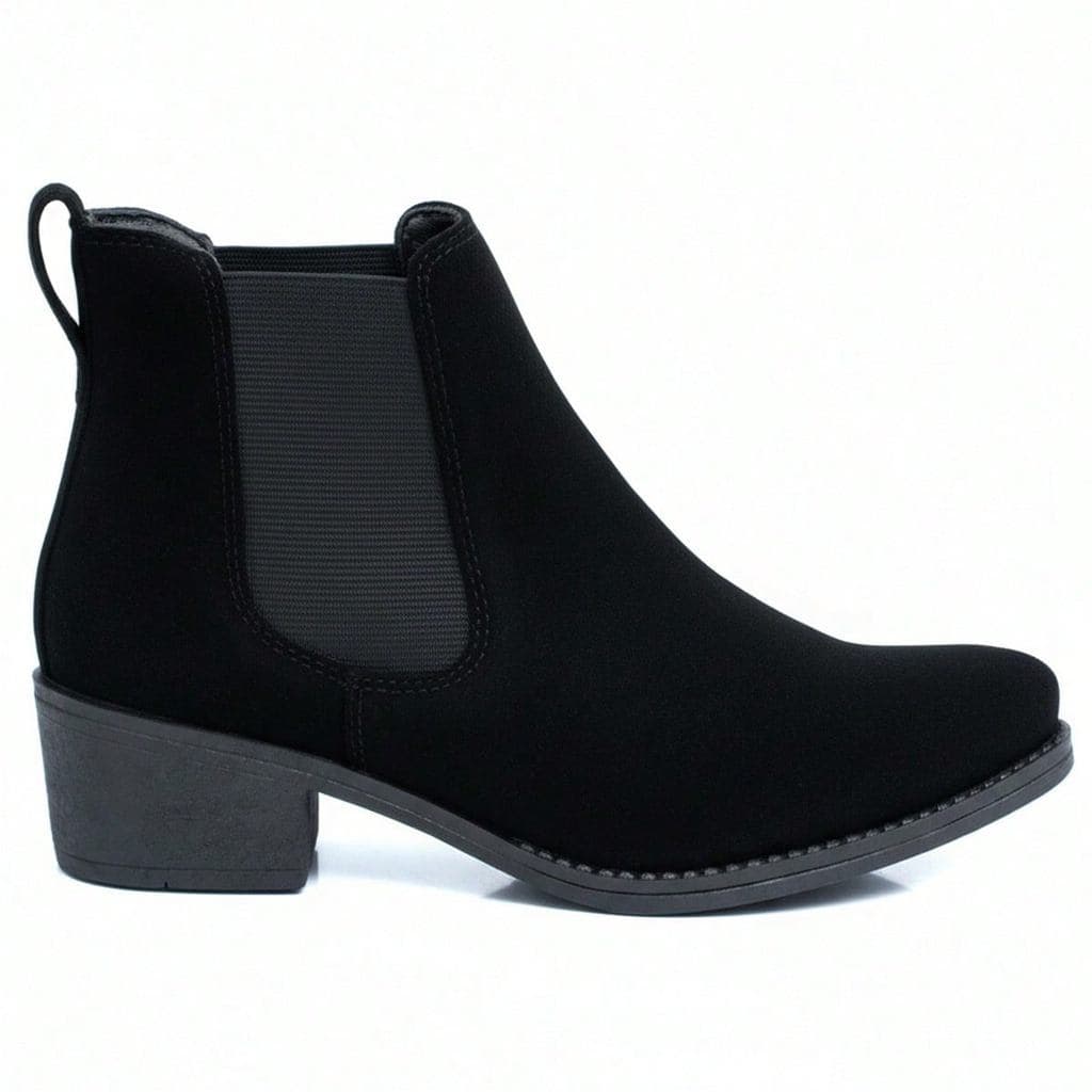 Bota Feminina Cano Curto Salto Baixo Bloco Grosso Chelsea Country Confortável Forrada Elástico Antiderrapante
