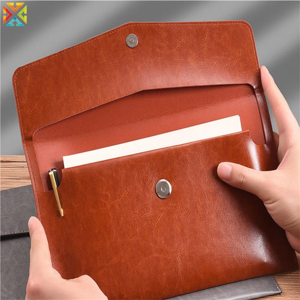 Pasta de Couro A4 A6 Organizador de Documentos, Pasta Elegante para Faturas e Contratos, Bolsa para Livros Escolares, Ma
