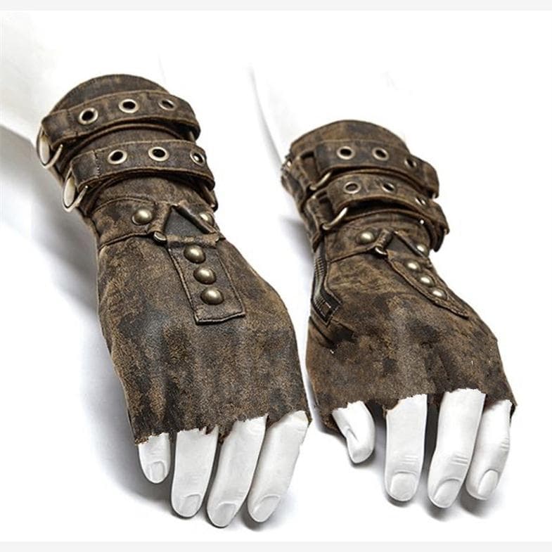 2024men Medieval Steampunk masculino braço guarda rebite cinto fivela luvas Retro mão guarda M