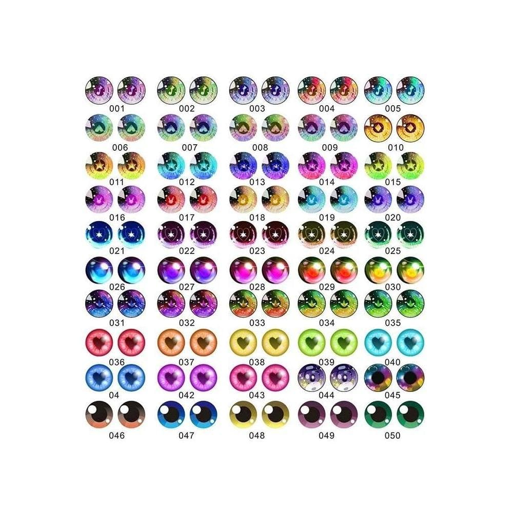 Contas de vidro redondas verticais, contas de olho, cristal, olhos falsos, bonecas de animais, acessórios artesanais, he