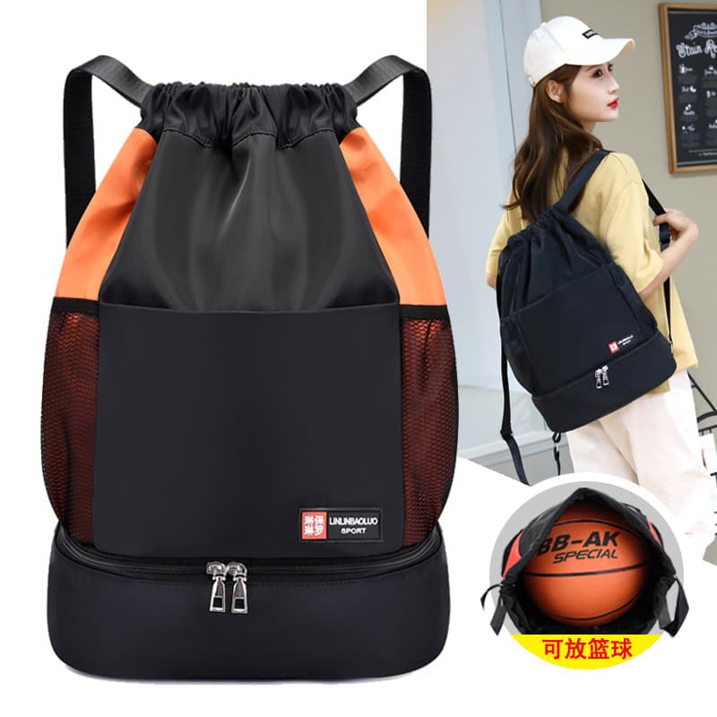 Fitness cordão bolso cordão mochila feminina Oxford pano à prova dwaterproof água treinamento esportivo saco de basquete
