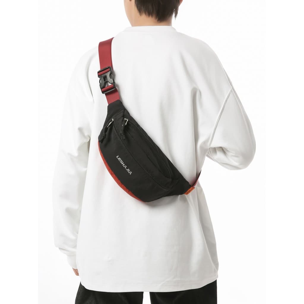 Ins street Wear contraste cor cintura saco das mulheres dos homens rua tendência mensageiro saco Casual All-Match esport