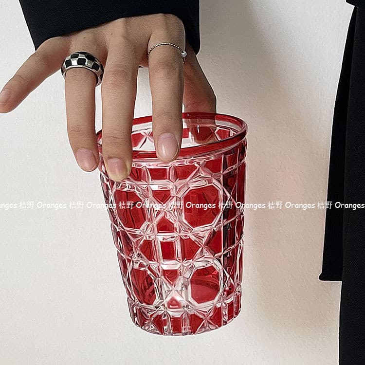 Laranjas luz estilo luxo diamante rubi cristal copo ins casa copo de água suco copo de café copo de vidro