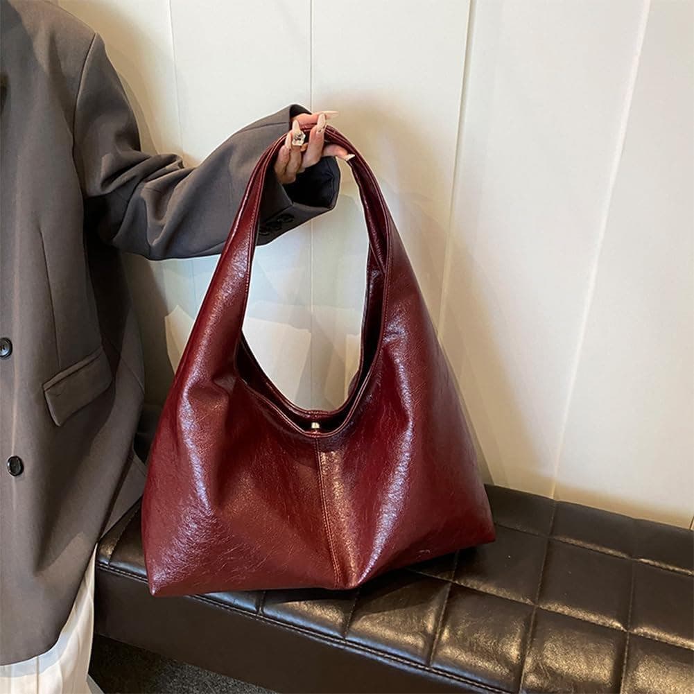 Bolsa Borgonha Sacolas Grandes Para Mulheres Hobo Desleixada Bolsas De Couro