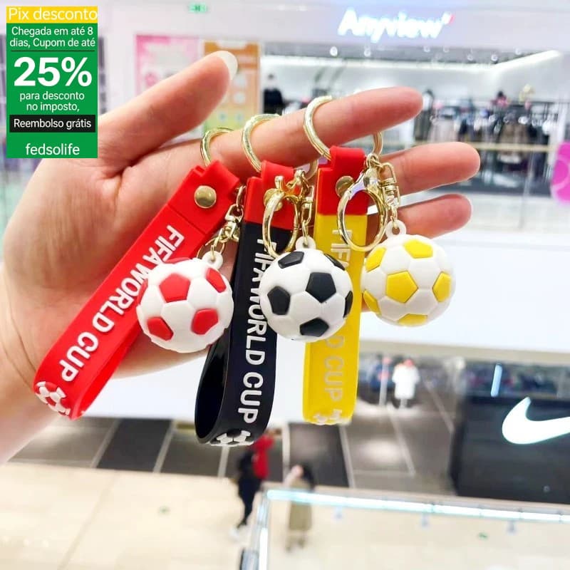 Fedsolife Chaveiro Futebol Cartoon 2026 - Pingente Fofinho para Mochila e Chave de Carro