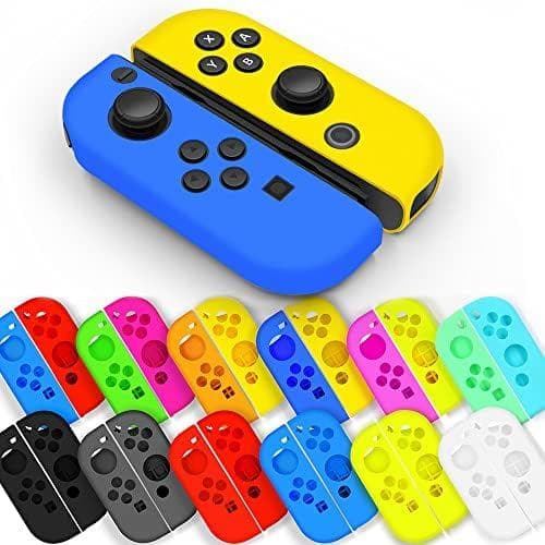 Capa de Silicone Macia Antiderrapante para Nintendo Switch Joycon (Roxo+Laranja)
