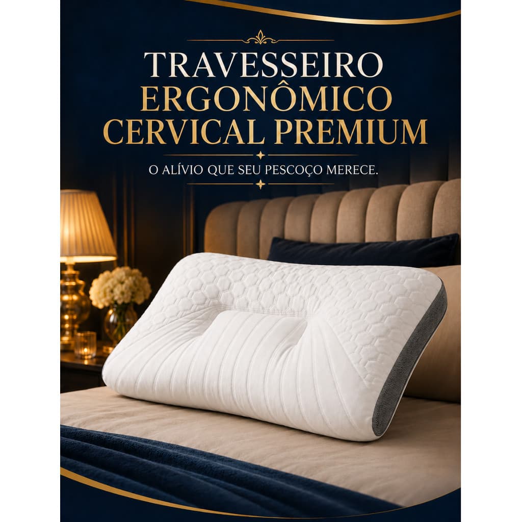 Travesseiro Ortopédico Cervical Branco Alivio Dores Coluna Postura Ergonômico Almofada Macio Fino