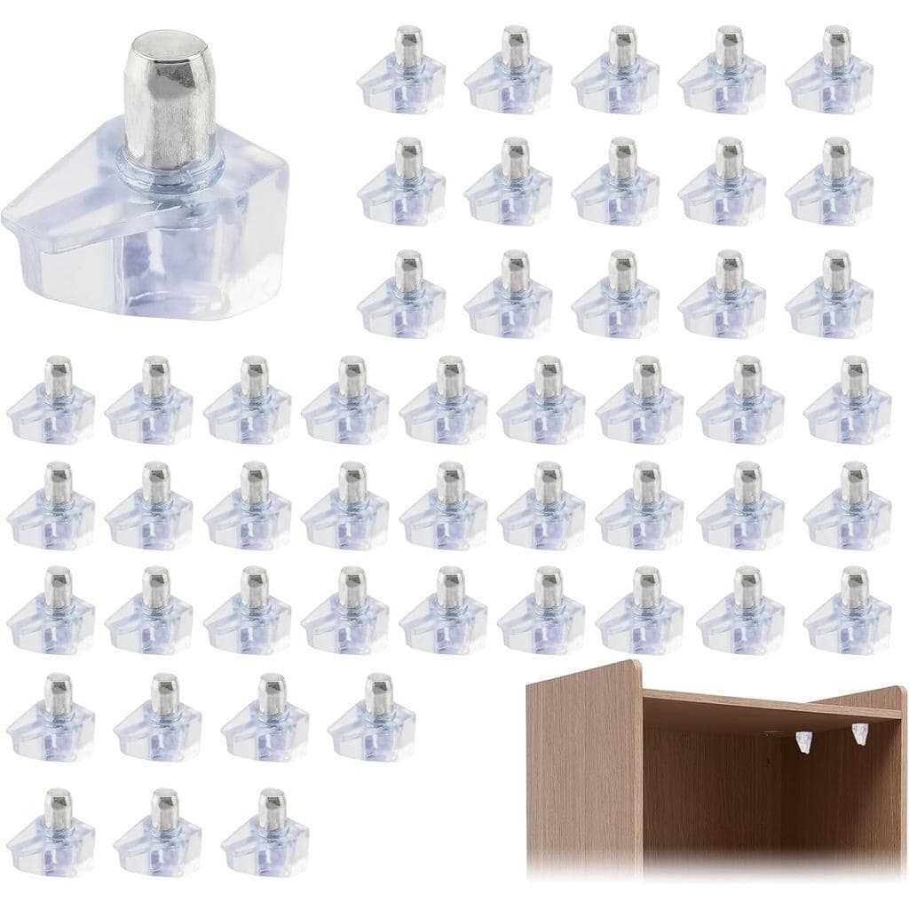 Pacote com 50 Pinos de Suporte para Prateleiras 0,197 pol. (5mm), Pinos de Plástico Transparente para Substituição, para