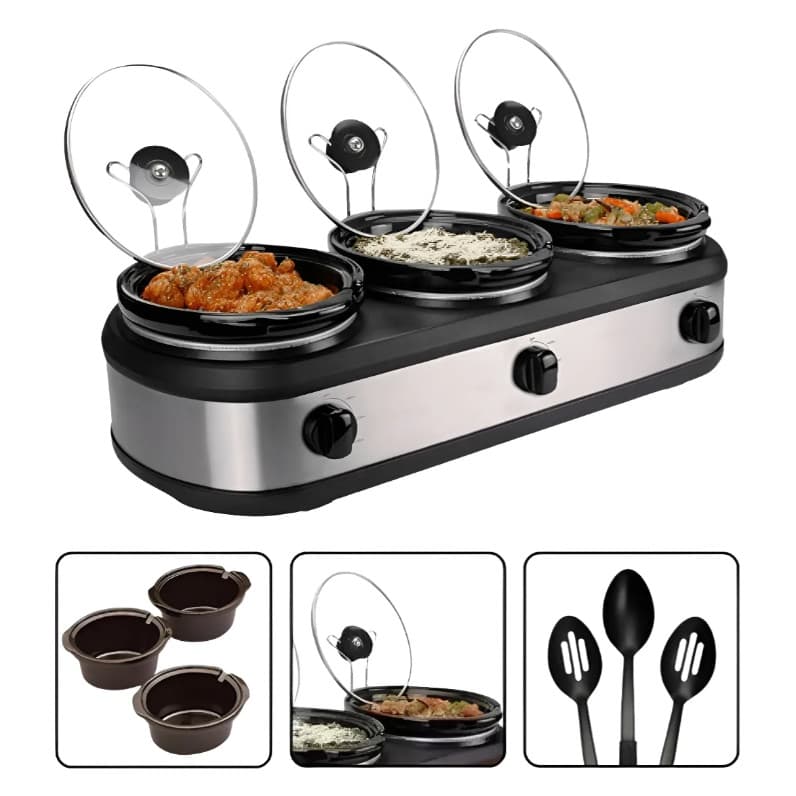 Triplo Buffet Inox Member Mark 220V Rechaud Elétrico 3 Cubas