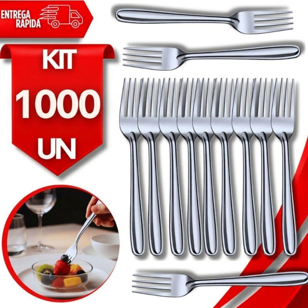 Combo de Garfos Aço Inox Sobremesa Premium Essencial Cozinha Buffet Restaurantes Talheres Premium