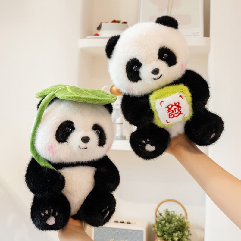 Tesouro nacional fortuna panda folhas grande panda flor boneca Chengdu zoológico brinquedo de pelúcia crianças presente