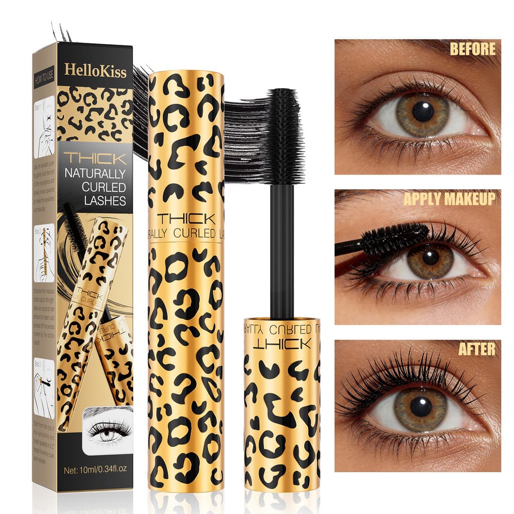 Hellokiss Leopard Print Mascara Rímel à prova d'água, grosso, longo e sem manchas