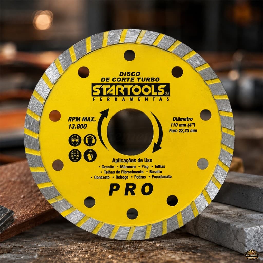 Disco De Corte Diamantado Turbo 110mm Para Porcelanato Granito Mármore Concreto Piso Startools Pro 4