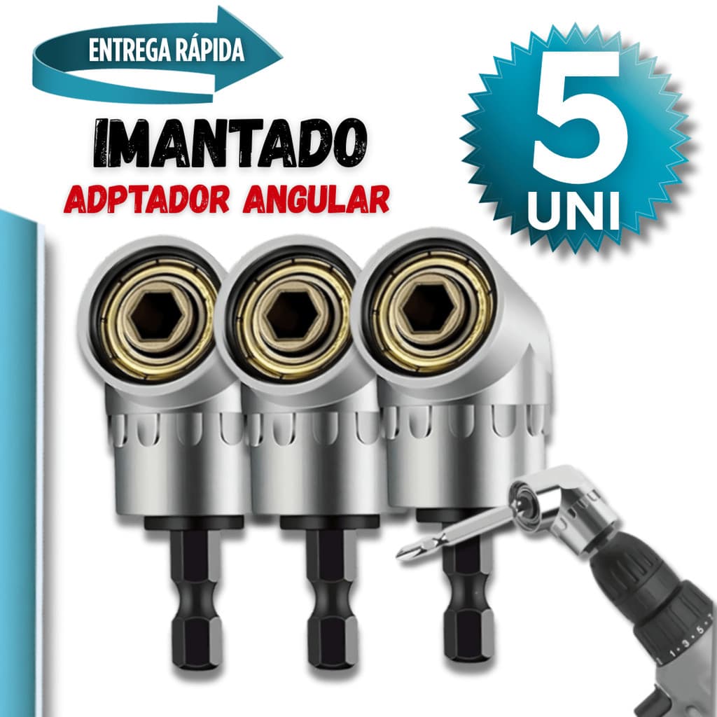 Conjunto Adaptador Bits Angular Para Parafusadeira 105 Graus Imantado Encaixe Sextavado Multiuso Premium
