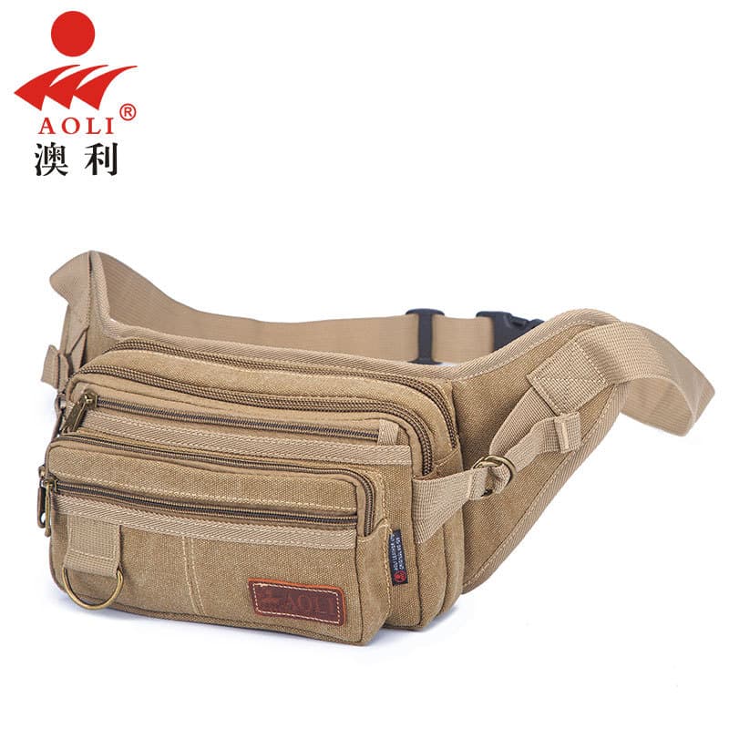 Bolsa de cintura de lona masculina bolsa mensageiro de grande capacidade versão coreana bolsa de cintura registradora bo