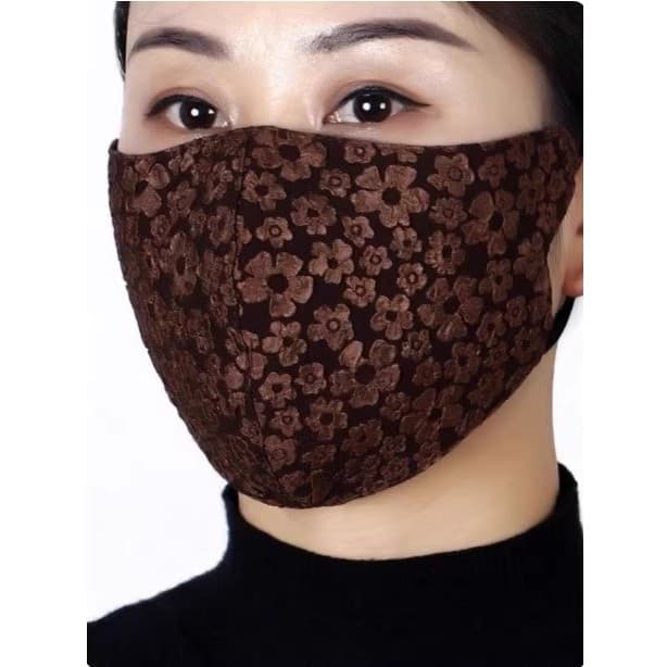[Cantos de proteção para os olhos de algodão] Máscara Jacquard de alta qualidade inverno pequena flor tridimensional pro
