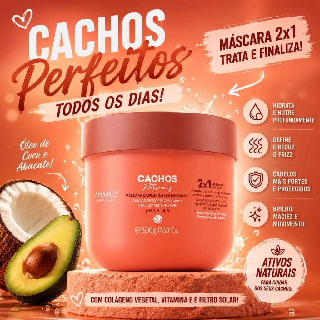 Máscara 2 em 1 No Poo Cachos Naturais Arvensis 500g | Tratamento e Finalização