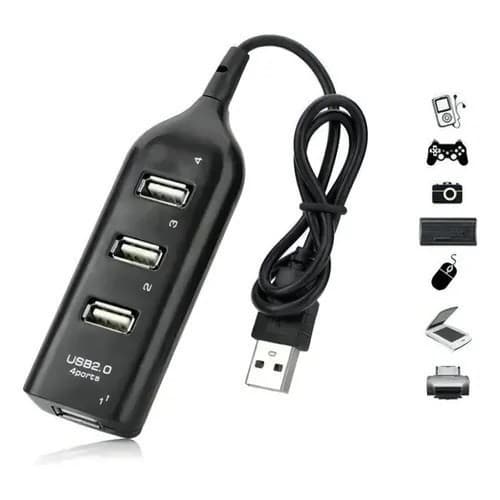 Hub USB 4 Portas 2.0 - Compacto e Leve, Compatível com Windows e Mac