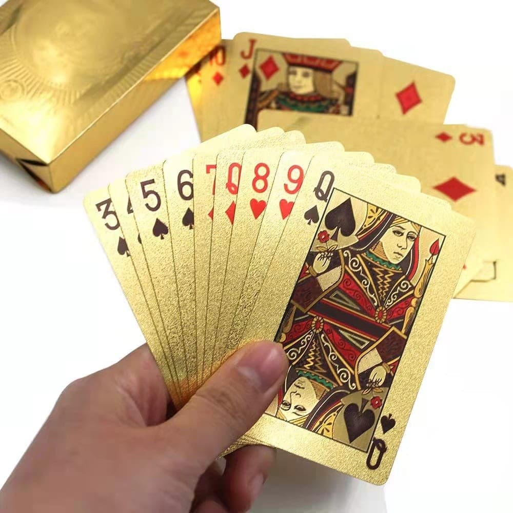 Baralho Golden Dollar, Poker à Prova d'Água com 54 Cartas Banhadas a Ouro