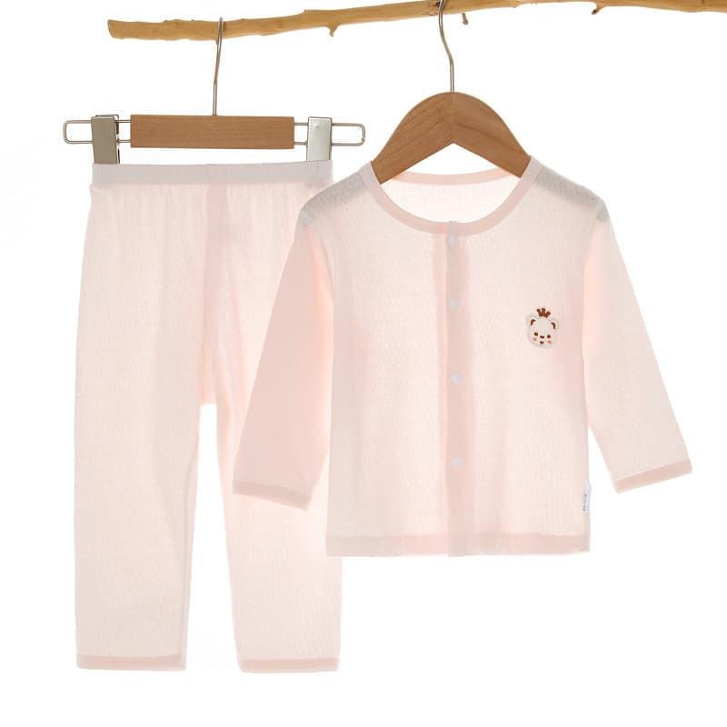 Bebê verão terno fino bebê ar condicionado roupas de algodão puro manga comprida roupa interior de manga comprida pijama