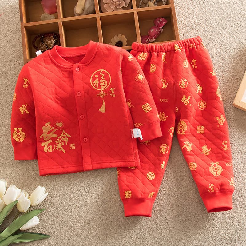 Inverno bebê recém-nascido mês cheio roupas vermelho puro algodão roupa interior 1-12 meses masculino feminino bebê ano