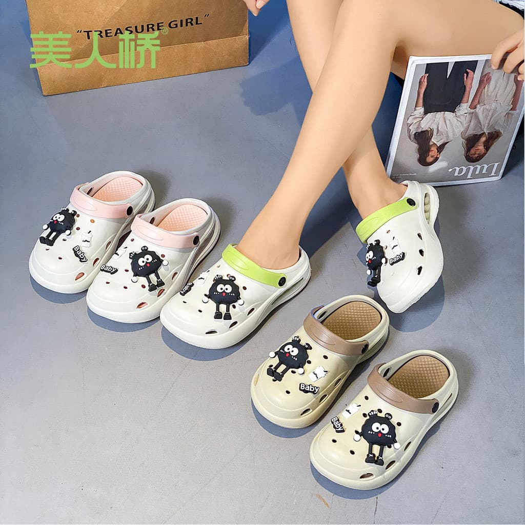 Genuíno beleza ponte buraco sapatos homens mulheres estilo pai-filho Baotou sapatos de praia médio grande crianças exter