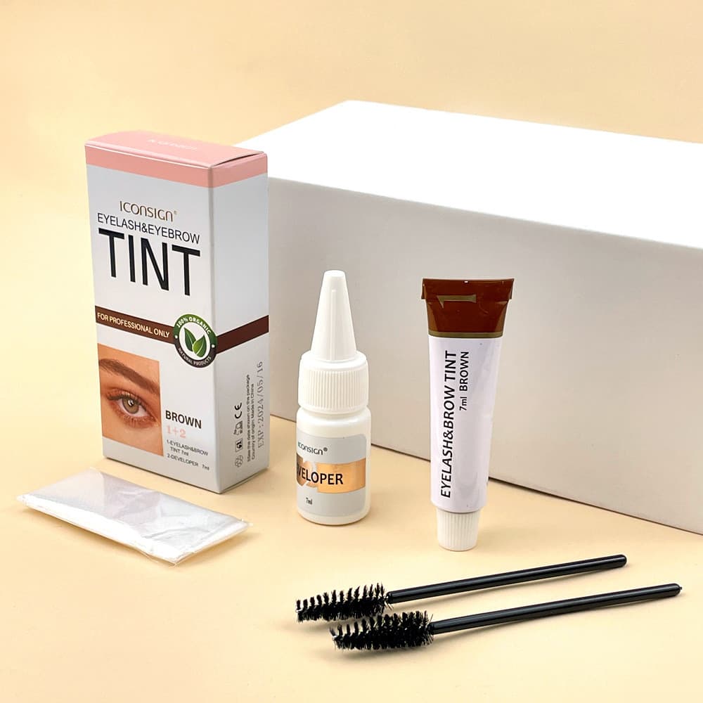 Aikexier sobrancelha cílios tintura branco sobrancelha tingimento preto conjunto à prova dwaterproof água de secagem ráp