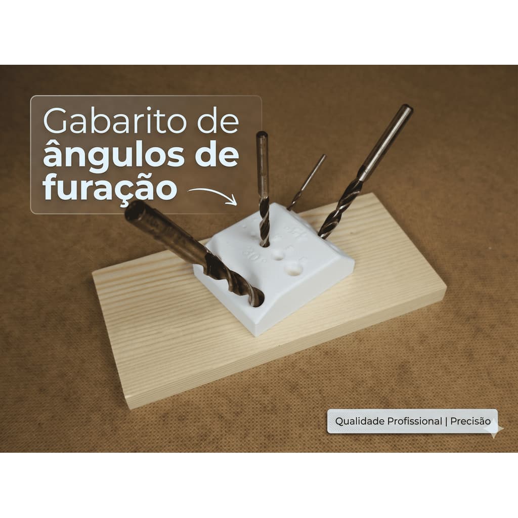 Guia de Furação e Ângulo PETG para Brocas Ferramenta Marcenaria Profissional