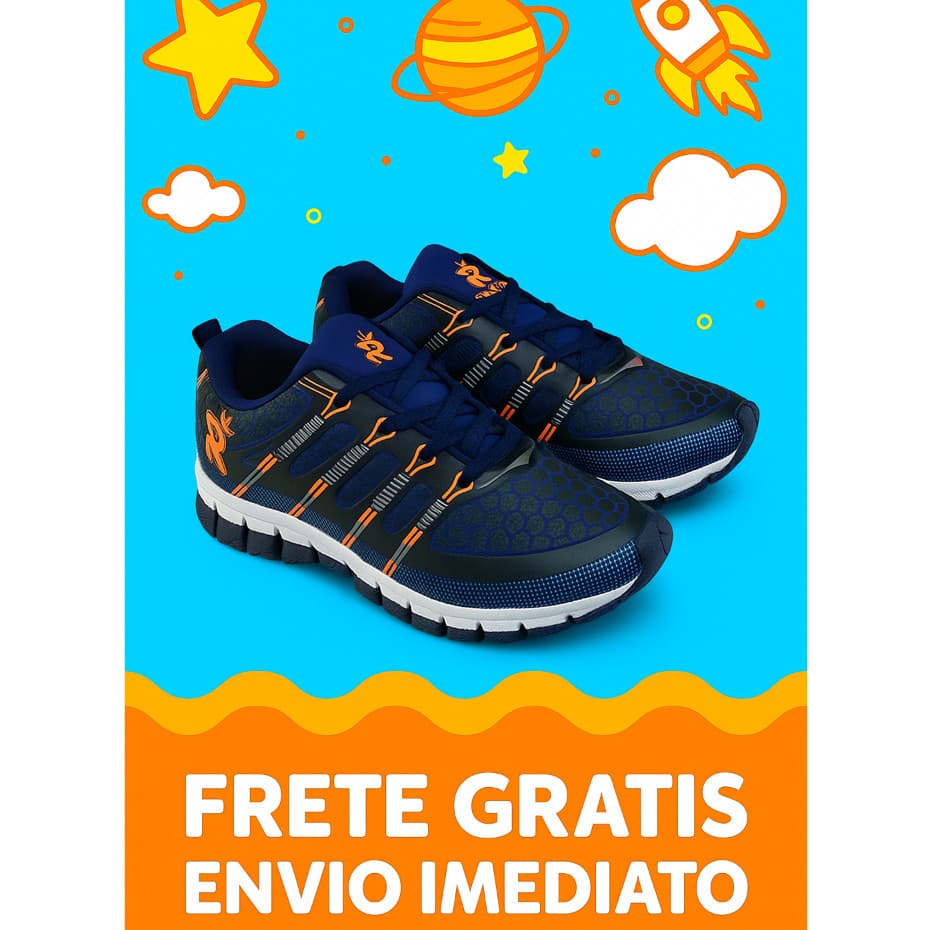 Tênis Infantil Masculino Feminino Leve e Macio Esportivo Escolar Dynamic