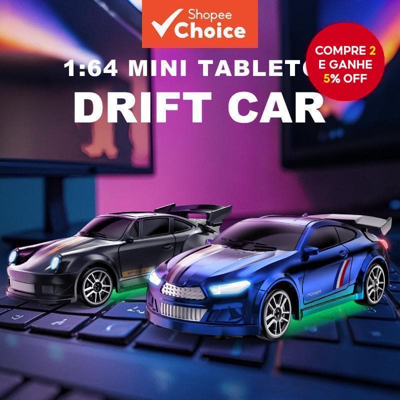 Mini carro de derrapagem RC, controle proporcional total de 2,4 GHz, 4WD de alta velocidade, carregamento Tipo-C, pneus