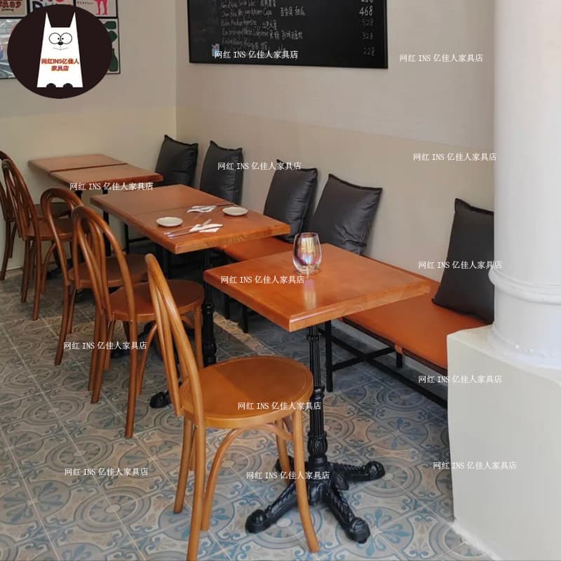 Americano café cozimento bolo loja mesa de jantar cadeira Retro restaurante cadeira de mesa de madeira maciça combinação