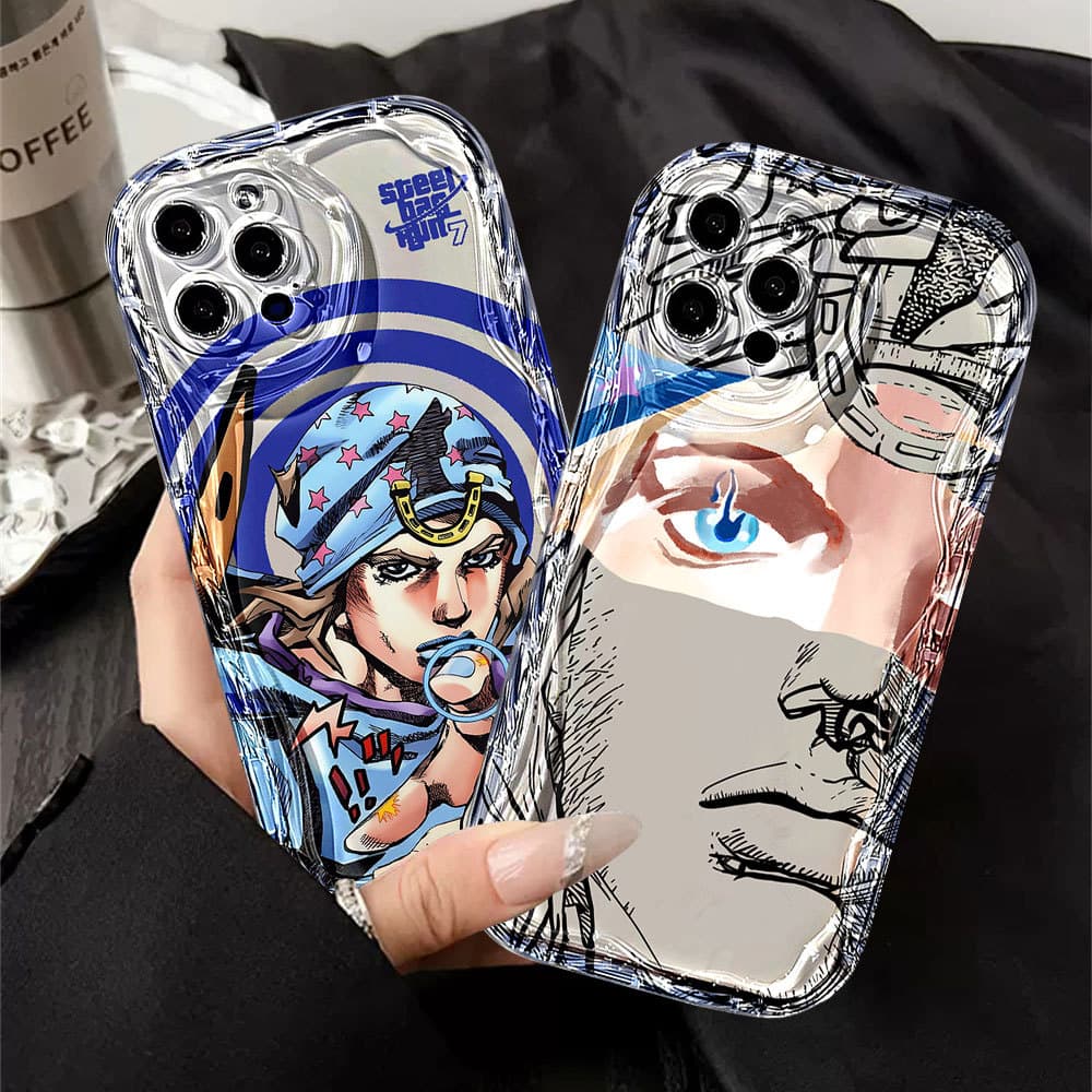 Capa De Telefone Ondulada Transparente , Azul JoJo À Prova De Choque Para Samsung A56 A36 A55 A54 A16 A15 A14 A05 A51 A5