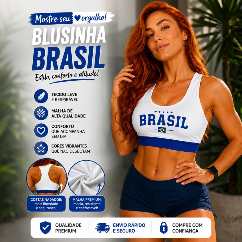 Top Suplex Nadador Brasil Feminino Academia Fitness Cropped Copa Mundo Verde Amarelo 2026